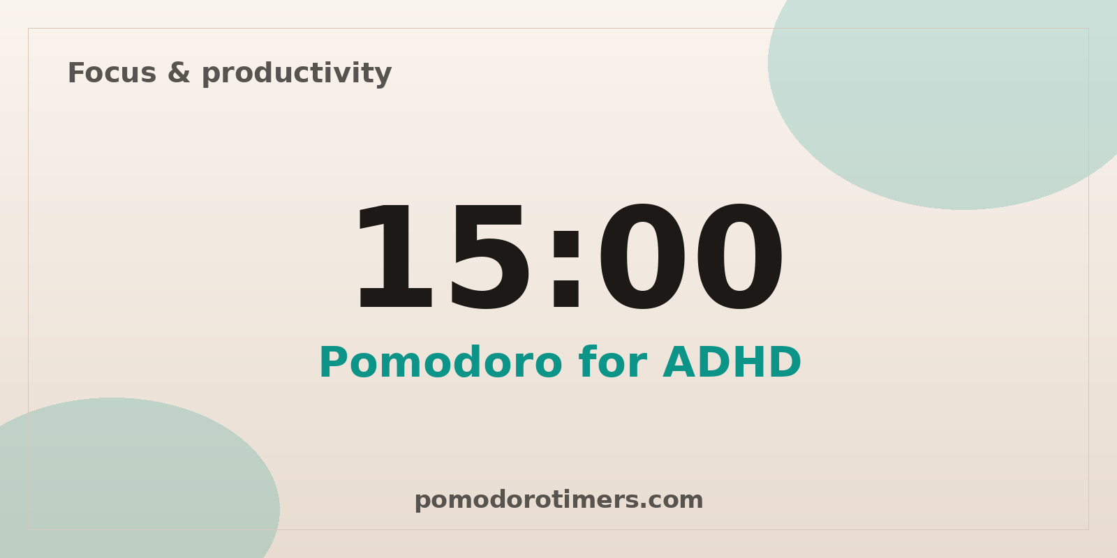 Pomodoro Technique for ADHD focus – free online timer share card