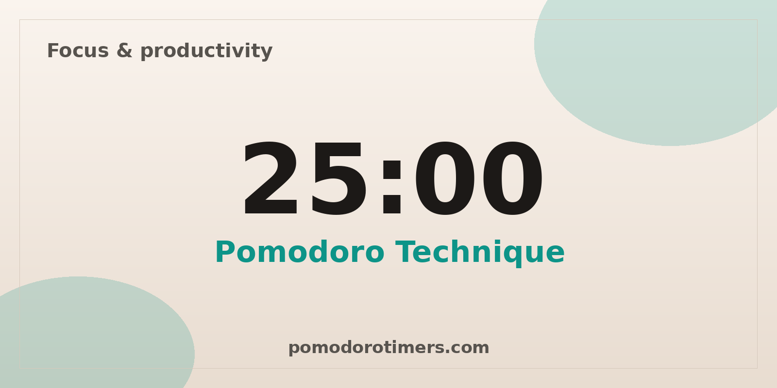 Pomodoro Technique – 25 minute focus timer share card