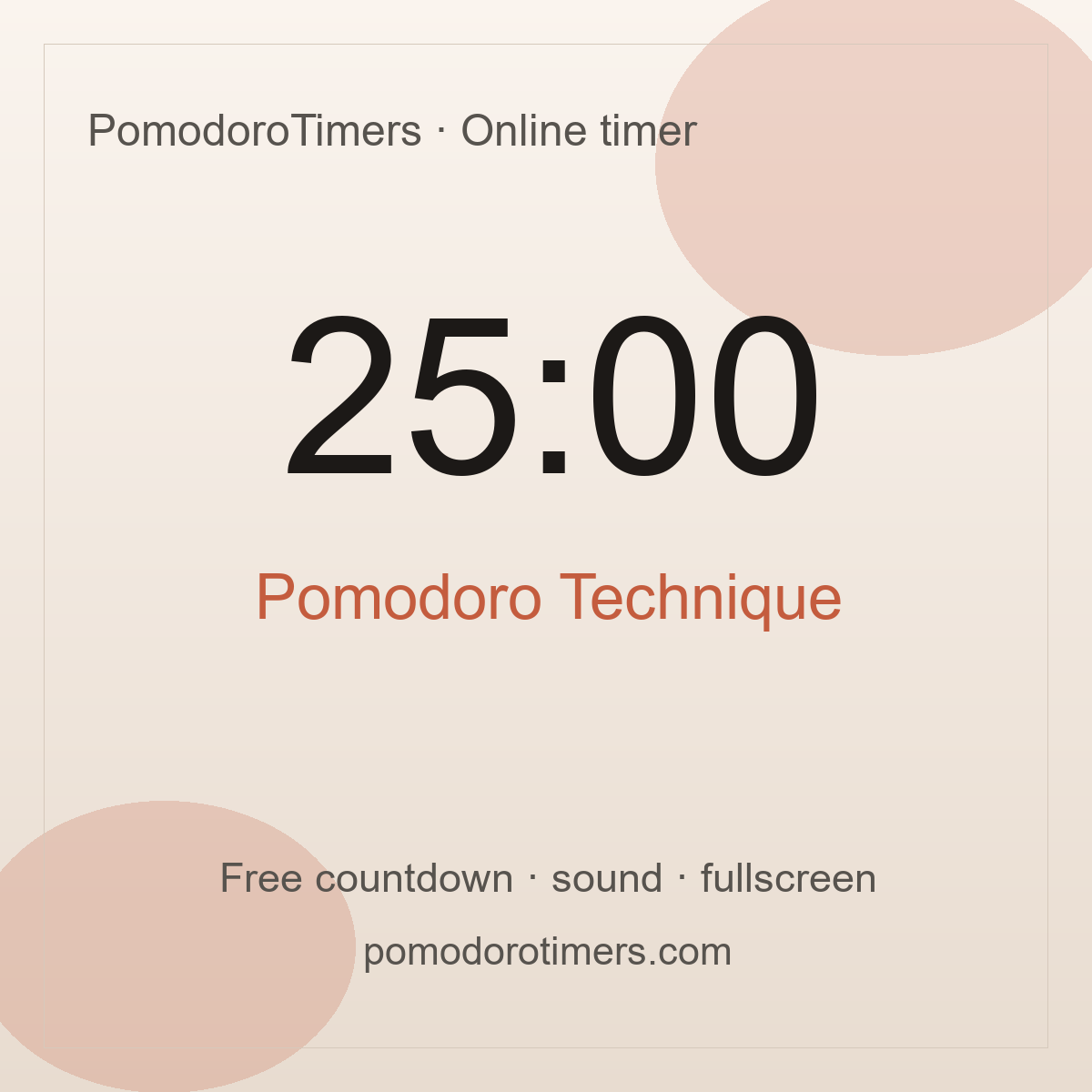 Pomodoro Technique – 25 minute focus timer share card