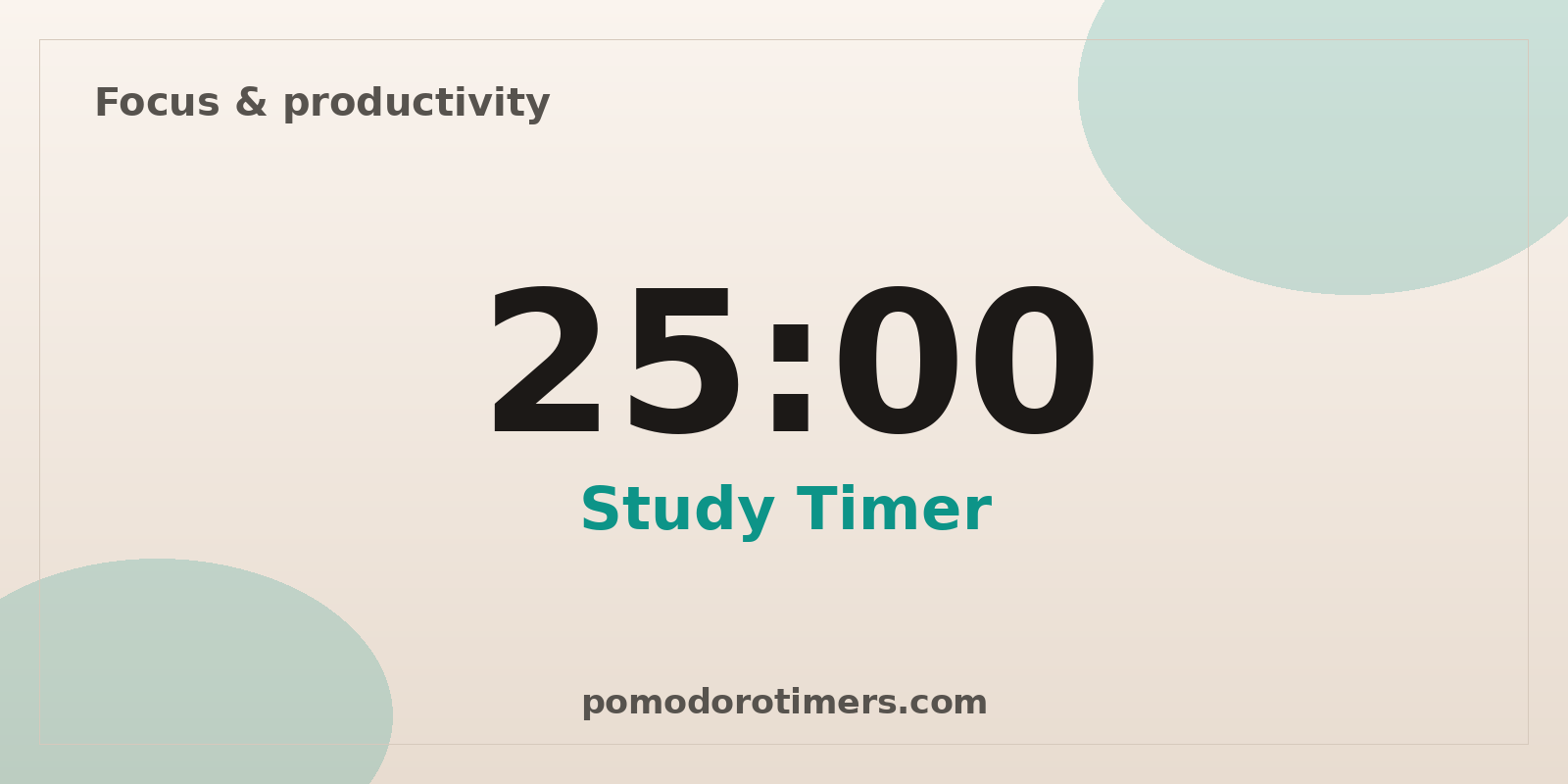 Study timer with Pomodoro – free 25 minute focus countdown