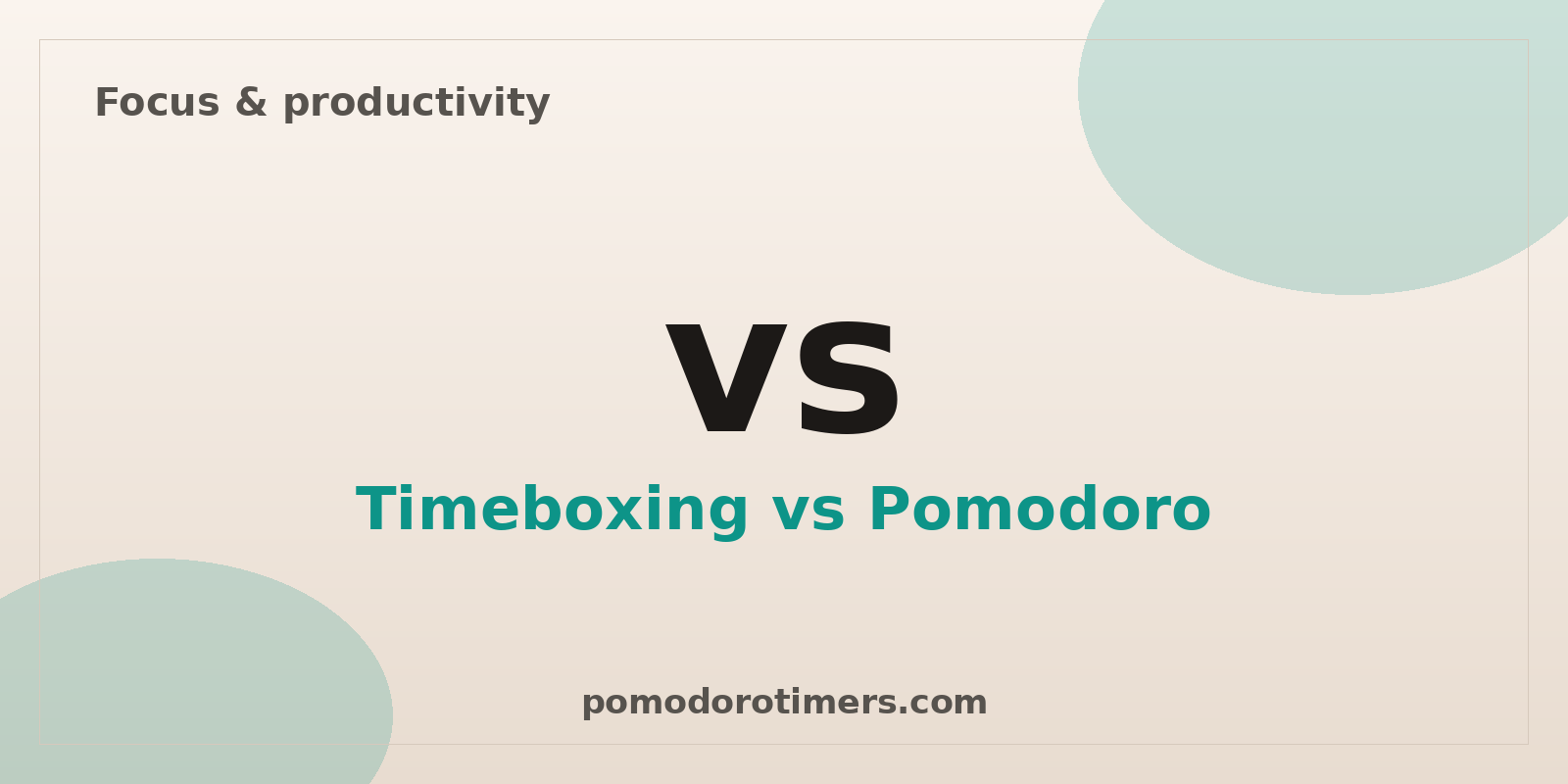 Timeboxing vs the Pomodoro Technique comparison – free online timer share card